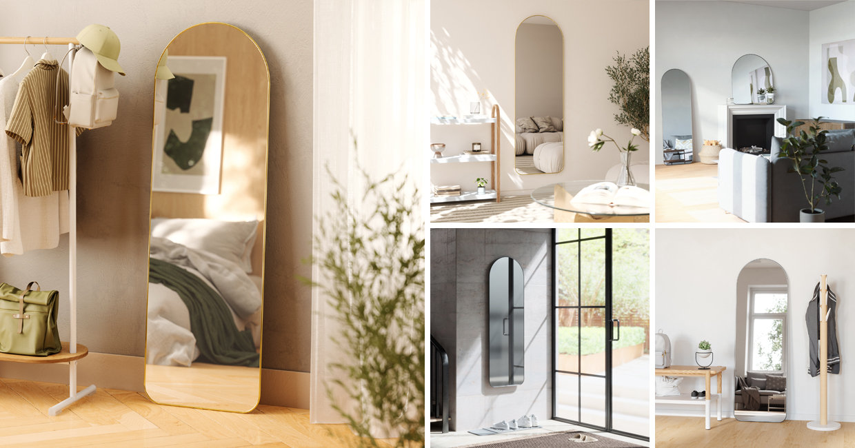Umbra Hubba Arched Leaning Mirror looks great in a variety of rooms