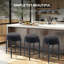 24" Modern Upholstered Bar Stool, Round Counter Height Stool with Black Metal Frame & Footrest, Soft Lambswool-Inspired Seat for Kitchen Island-82009065
