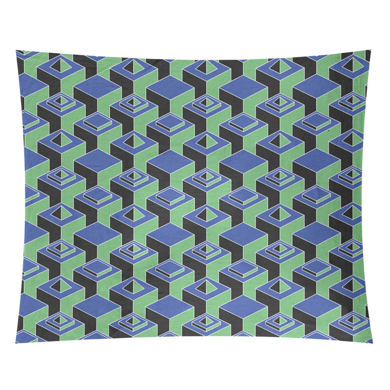 Tapisserie, H 27,5 po x l 37,5 po, Bleu/vert