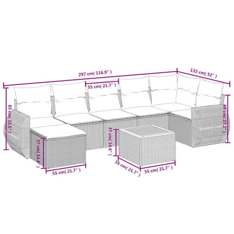 Ensemble de canapé de jardin Vidaxl