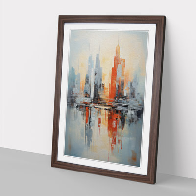 Skyline Abstract No.4 - Single Picture Frame Print on Wood