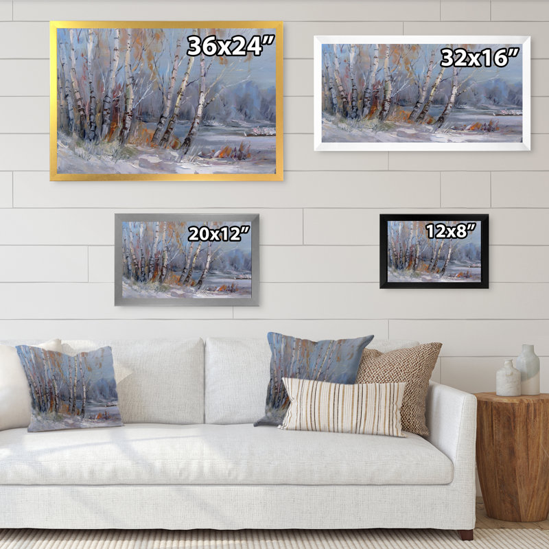 Winter Birches Forest II - On, Toile avec cadre noir, H 8 po x l 12 po x P 0,1 po