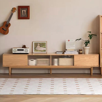 70.87" Burlywood Solid Wood+Glass TVStands