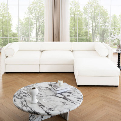 Canapé modulaire en L rembourré avec repose-pieds avec rangement en L