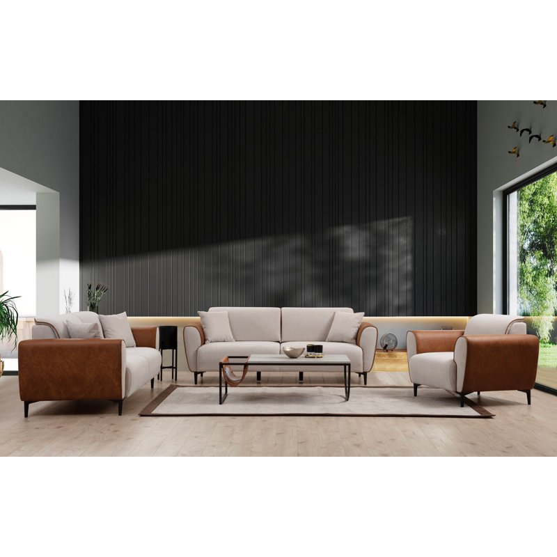 Allinson 215cm Upholstered Futon, Beige Cinnamon