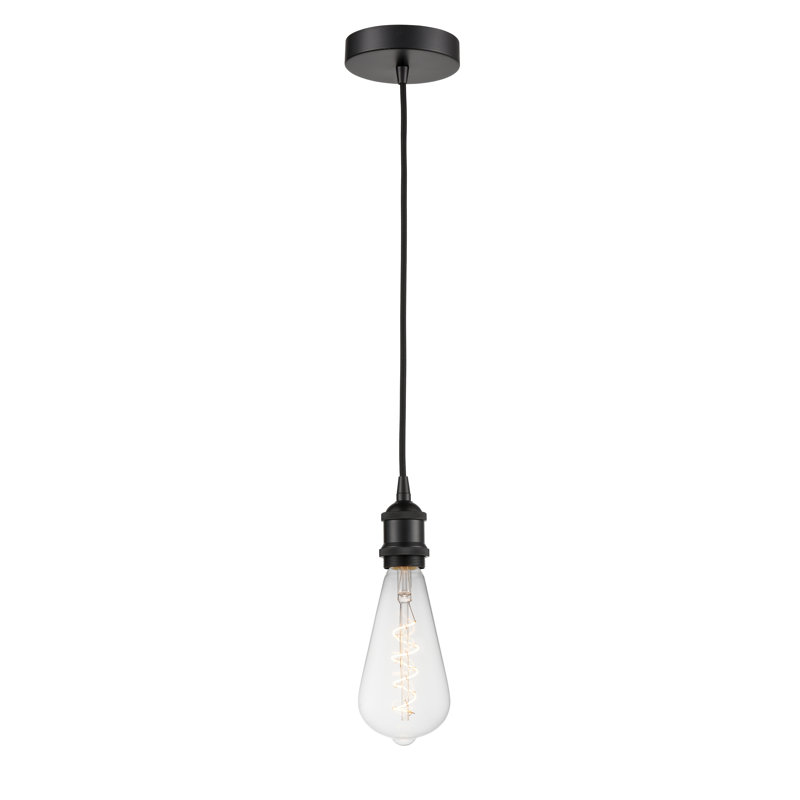 Luminaire suspendu à 1 lumière Waterville, Noir mat, H 11,88 po x l 3,75 po x P 3,75 po