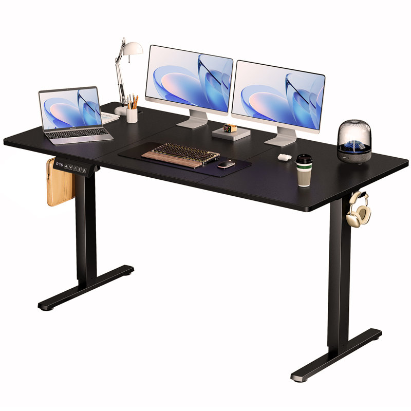 Standing Desk Adjustable Height 63 x 24 Inch Electric Computer Stand Up Desk with 3 Memory Presets, T-Shaped Bracket, Black