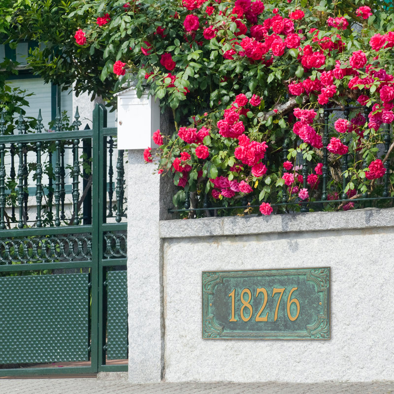 Plaque d'adresse murale 1 ligne Signature Series, Vert-de-gris, Bronze, Oui