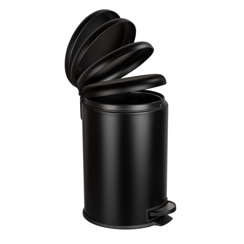 WENKO Pedal bin Leman Easy Close Black 30 L, cosmetic bin, waste bin with soft-closing mechanism, 20L