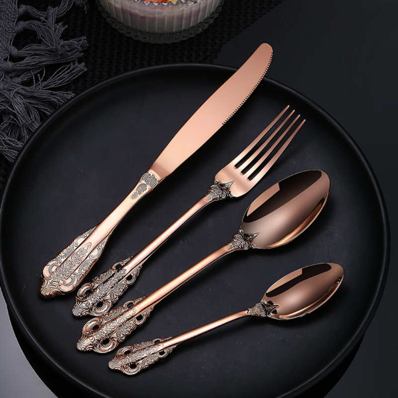 Ensemble de couverts en acier inoxydable House of Hampton® Eugeni - Service pour 4, Or rose