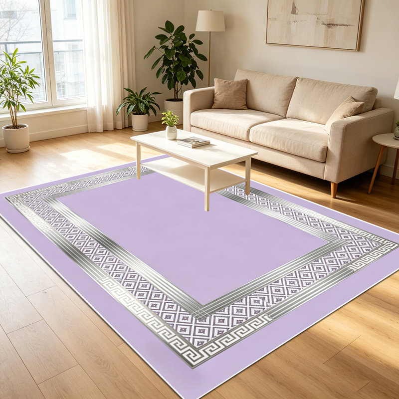 1PC vintage silver greek geometric decorative pattern area rugs, Soft and Comfortable, easy-to-maintain, machine washable Indoor floor mat, suitable for living room, bedroom, dining area, entryway, backyard, patio, home office, Home Decor, Outdoor De