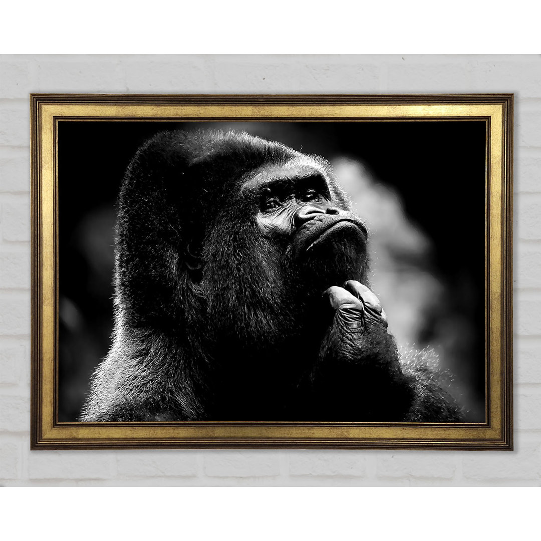 Nachdenklicher Gorilla B N W - Druck