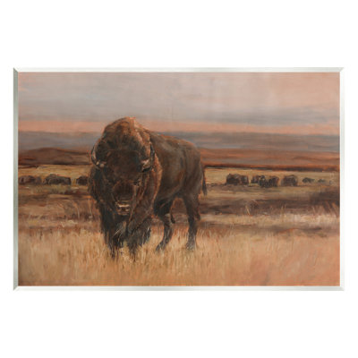 Traditional Bison Landscape Wall Plaque Art by Ethan Harper