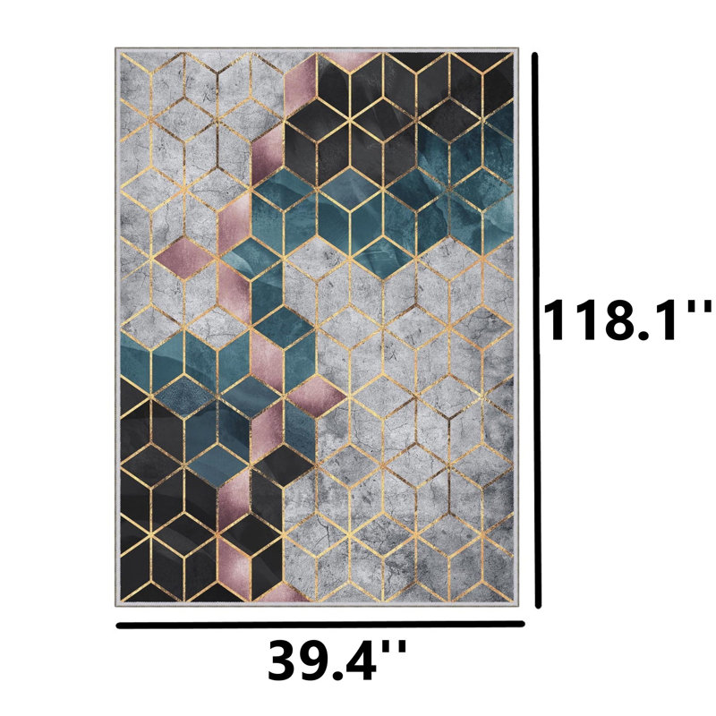 Toimi Geometric Indoor Rug, Runner  3'3.4" x 9'10.1" 