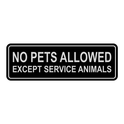Enseigne standard interdite aux animaux de compagnie sauf les animaux de service (gris clair / bourgogne) - moyen 2 3/4 po x 7 po