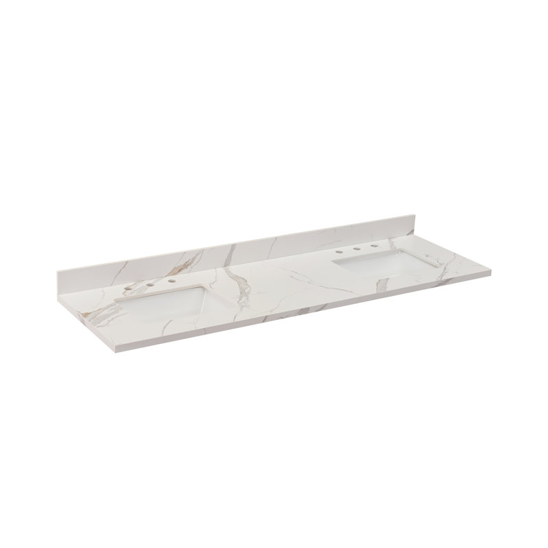 Eivissa 73'' Calacatta White Composite Double Vanity Top with Sinks