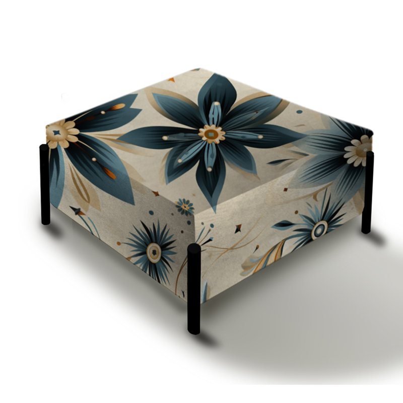 Nomadic Serenity Boho Motif - Grand repose-pieds carré géométrique