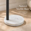 63 po Beige + grain de bois - 1 abat-jour en lin clair et corps en bois massif de marbre pour le salon-1477743633