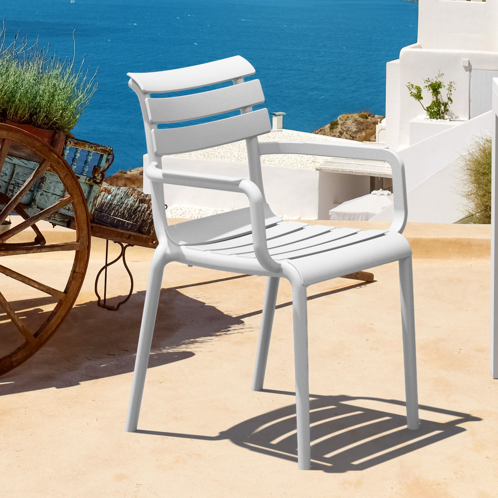 Aragons Stackable Patio Armchair, White