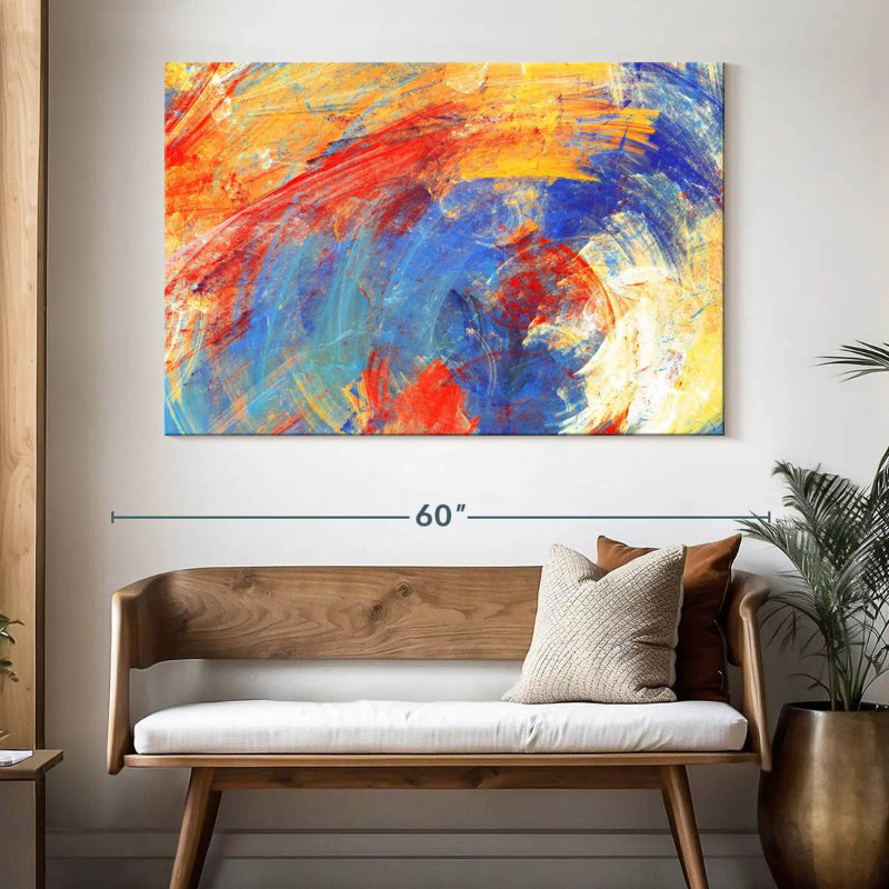 Avery Red Yellow Blue Abstract, 34" H x 51" W
