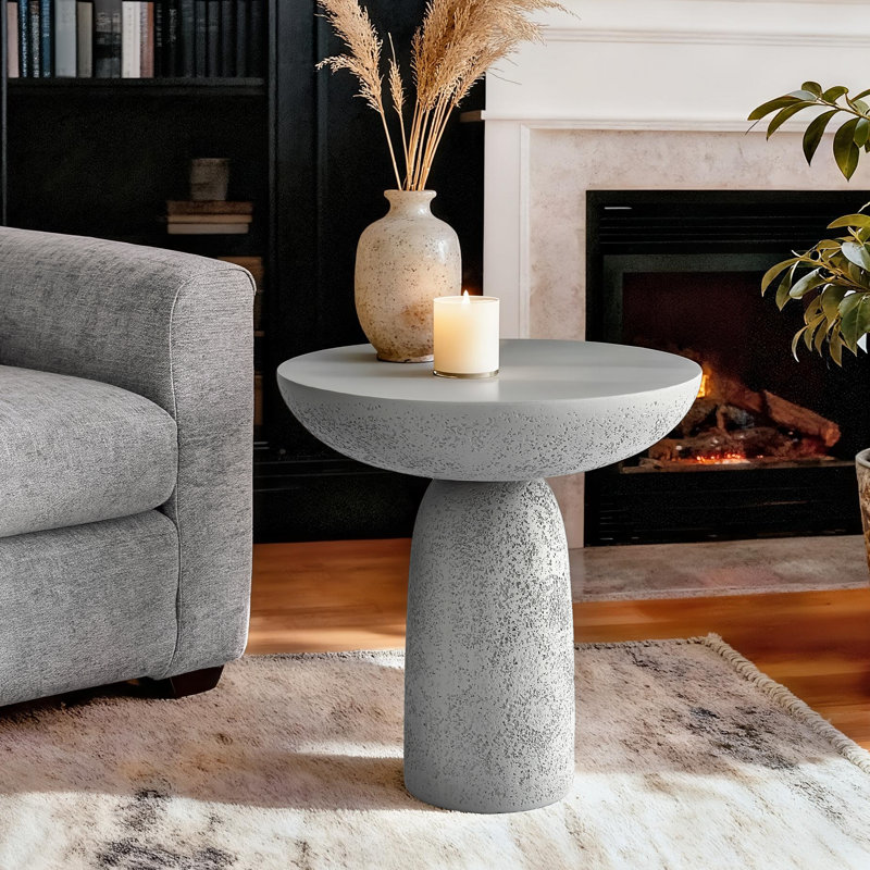 Fiberglass Mushroom-Shaped Accent Table, Gray