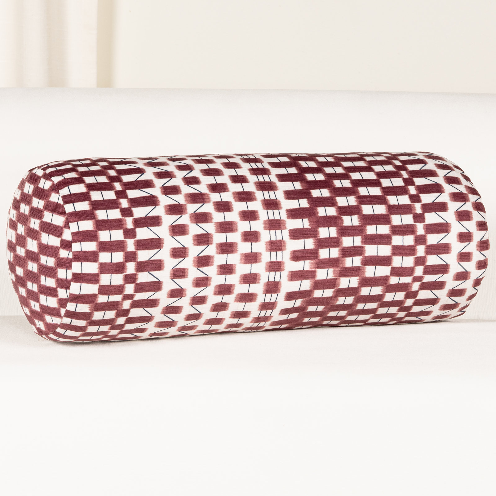 Oakden Throw Pillow, Red, Polyester, Bolster 8"H x 21"W