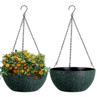 13 inch Large Hanging Planters Plant Pots for Outdoor Indoor Plants with Drainage Holes and Chain
