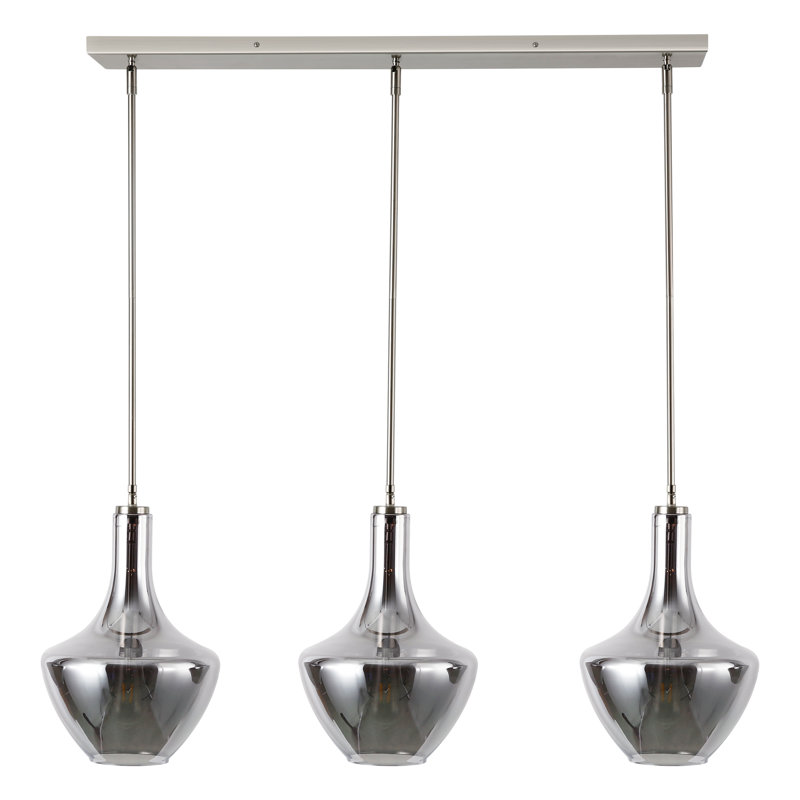 Cammie 3 - Light Kitchen Island Pendant, Smokey, Satin Nickel