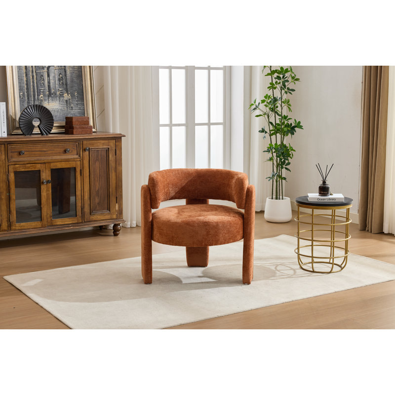 Fauteuil rembourré avec pieds robustes, Orange