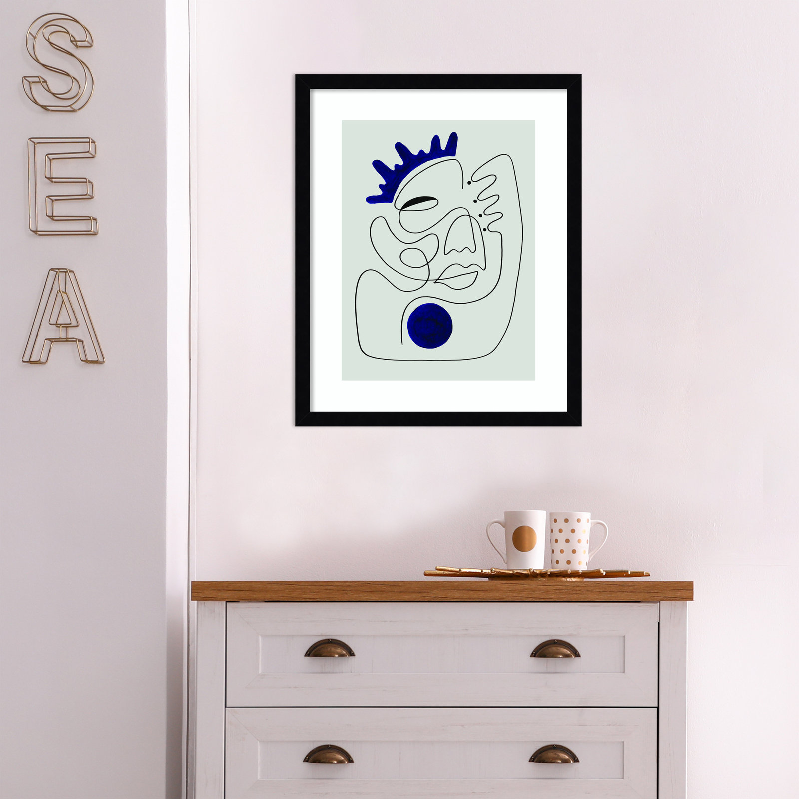 El Rey Print by Shatha Al Dafai, Noir Black Framed, 33.38" H x 27.38" W x 0.875" D