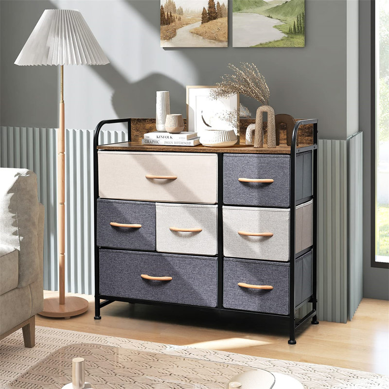 7 Fabric Drawer Bedroom Dresser Storage Organiser, Brown
