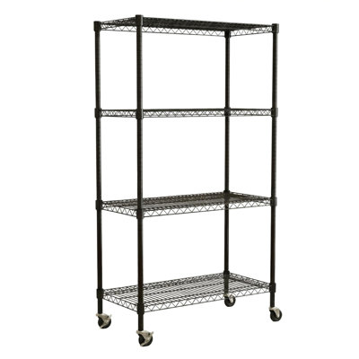 Heavy-duty 4 Wire Shelving - Rust- Storage For Kitchen, Garage, Pantry, 35.92" D X 17.98" W 63" H, All Iron Frame, 4 Open Shelves, Swivel With Locks Adjustable Metal Units Bathroom, 25mm Ultra-thick
