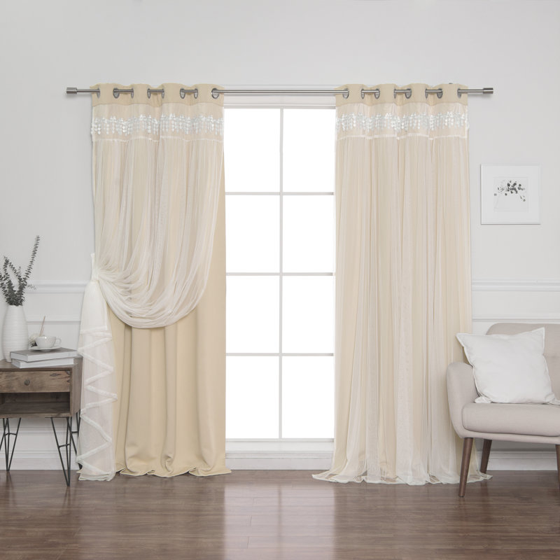 Loar Room Darkening Curtain Pair, Beige, 52" W x 84" L