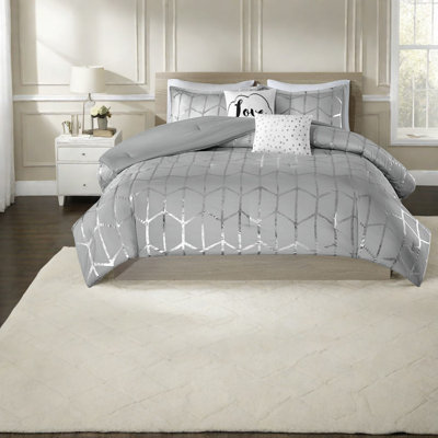 Ensembles de literie métalliques modernes, édredon en microfibre douce avec coussins décoratifs pour les chambres élégantes