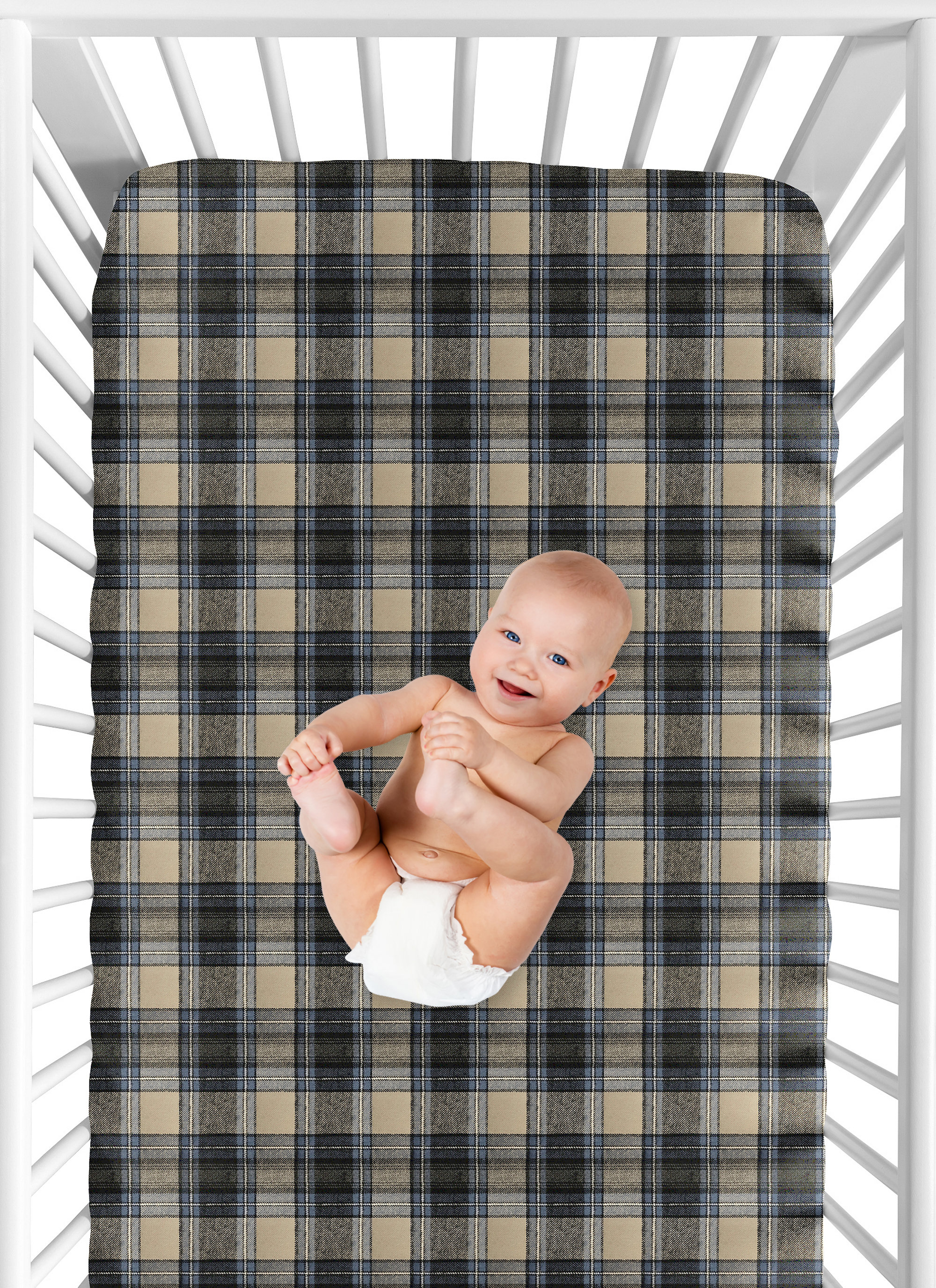 Sweet Jojo Designs Rustic Patch Plaid Flannel Fitted Crib Sheet