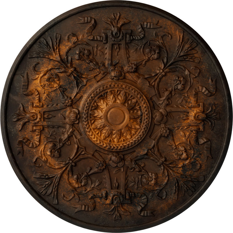 33 po x P 3/4 po P médaillon de plafond Versailles (convient aux auvents jusqu'à 3 1/4 po), rouille