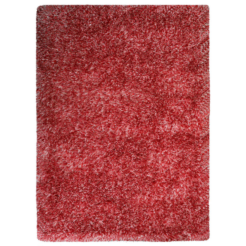 Hand Tufted Shag Polyester Eco-Friendly Area Rugs - Rectangle, Red Black Color, Plain Solid Design, High Pile Thick Handmade Anti Skid Area Rugs for Living Room, Bed Room