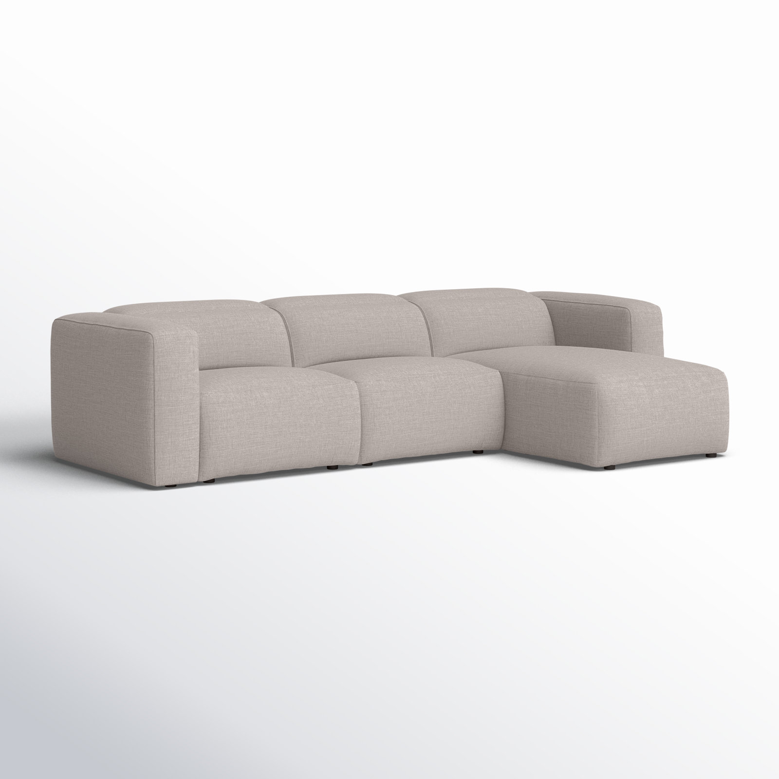 Amed Modular Sofa and Chaise, Right Hand Facing, Gray Polyester Blend
