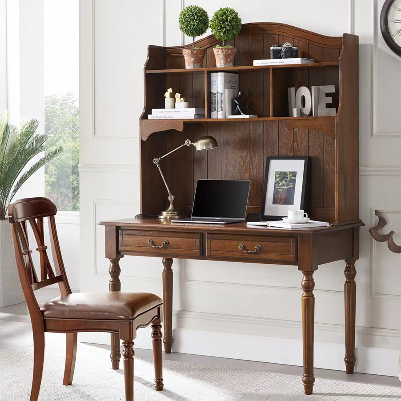Bureau de direction rectangulaire en bois massif avec tiroirs Nut-brown, Nut-brown, 29.92"H*39.37"W*19.69"D