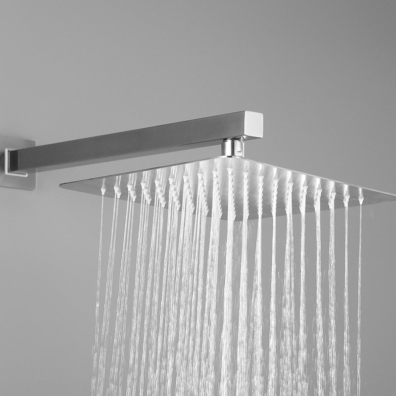 Bathroom Luxury 10 Inch Shower Head Rainfall - Wall Mounted, Brushed Nickel, Self-Cleaning Nozzle, Congruent To American Standard Pipe Interface Converges With Fitting