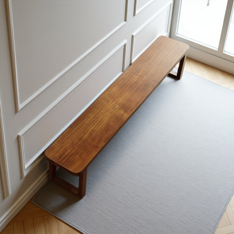 Solid Wood Brown Bench,  17.72" H x 70.87" W x 11.81" D