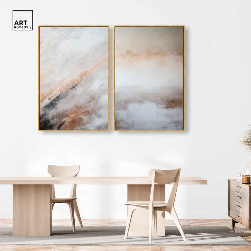 Nebula Grains Set Canvas Print Gold Boho Wall Decor Set by Art Remedy, Black Frame, 10 x 15, H 55 po x l 37 po