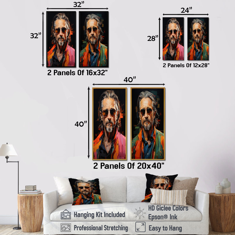 Pop Art Olive Oldman Portrait - Célébrité / Célèbre ensemble d'art mural sur toile 2, Toile tendue, H 40 po x l 41 po