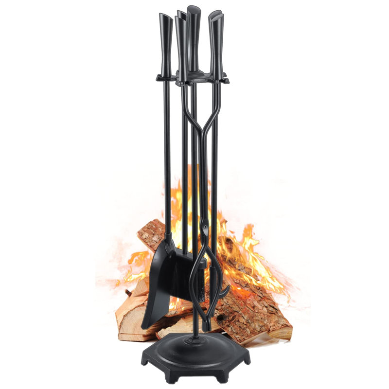 5-Piece Fireplace Tools Set with Stand