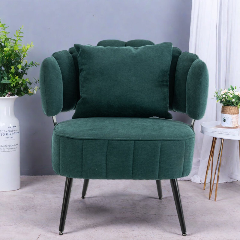 Chaises d'appoint à ressorts ensachés, chaise de lecture moderne en acier chenille pour la maison