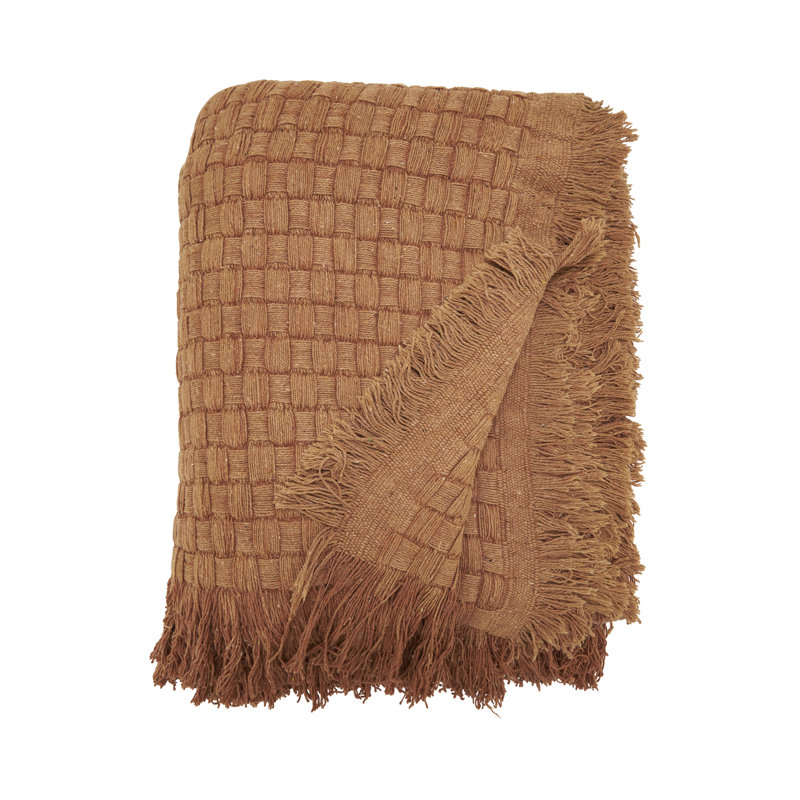 Warm Waffle Weave Throw, Orange