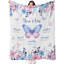 Couverture florale papillon rose pour femme, bleu et rose avec citation inspirante, douillet jeté douillet pour fille, canapé de salon de 30 x 40 po-128604003