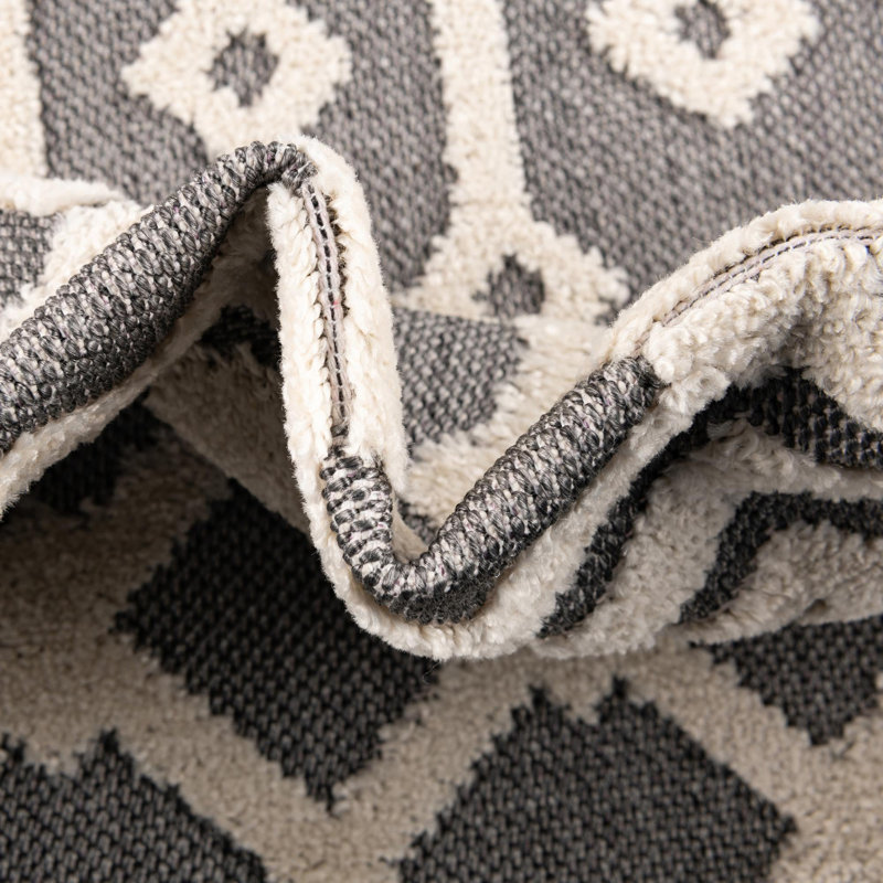 Tapis de couloir contemporain de couleur beige et gris Britnie, Ovale 7 pi 10 po x 10 pi