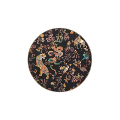 Black Toned Animal Patterned Woven Base Rug