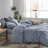 MooMee Duvet Cover Set with Zipper Closure & 8 Interior Ties 100% Washed Cotton Twill Soft Linen Like Textured-107383175-115279052